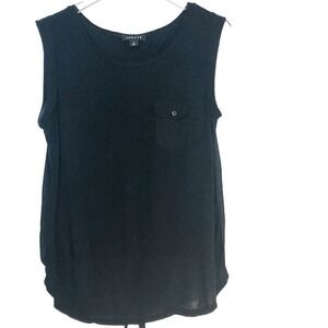 Trouve Black Sleeveless Sheer Back‎ Blouse Size M